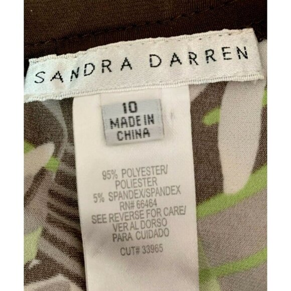 Sandra Darren 10 Green-Brown Abstract Seam Detail Sleeveless Knee Length Dress - Picture 6 of 6